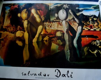 Enormous art vintage 1995 , lithograph , giant art poster'' Metamorphosis of Narcissus '' by Salvador Dali. Bridgerman Library Publisher.