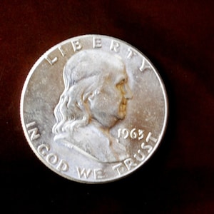 Americana Vintage 1963 Franklin Silber Halbdollarmünze.