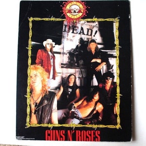Vintage 1992, original, litografía, cartel de la música rock "Guns N' Roses" de Drockum. Impreso en EE.UU.