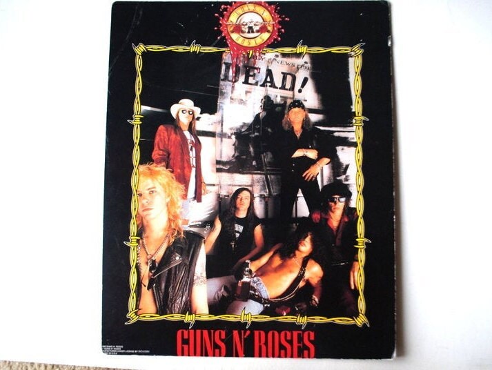 Vintage 1992, original, litografia, cartaz de música rock" Guns N' Roses" de Drockum. Impresso nos EUA.