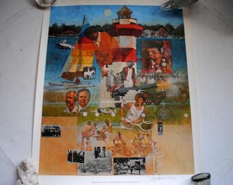 1982 Vintage, Original Lithograph, Signed , Interesting Art Print