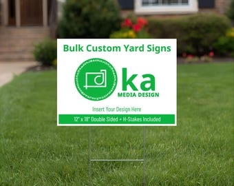 200 Custom Double-Sided Yard Signs with H-Stakes