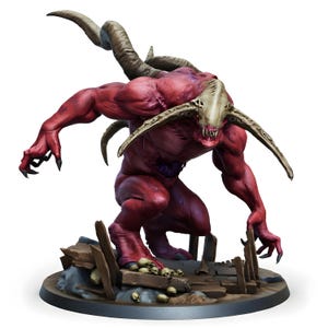 Miniatura di mostro demoniaco bruto / Figura di bestia demoniaca cornuta / DnD Pathfinder TTRPG / Incontro con boss fantasy / Resina stampata in 3D