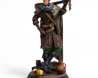 Elven Bard Miniature with Lute | DnD Player Character NPC | Tabletop RPG Fantasy Hero | 3D Printed Resin Figure | 25mm-150mm