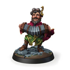 Satyr Bard Miniature | Faun Accordion Musician Figure | DnD Pathfinder Fantasy RPG | Tabletop Wargaming | 3D Printed Resin