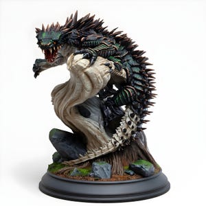Basilisk Monster Miniature | Giant Spiked Reptilian Beast | DnD Boss Encounter Mini | Tabletop RPG Creature | Pathfinder 28mm