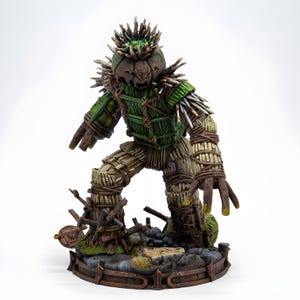 Wickerman Golem Miniature | Wooden Scarecrow Construct | DnD Pathfinder Tabletop RPG | Dungeon Boss Monster | 28mm Resin Mini
