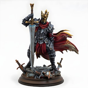 Void Knight Miniature | Armored Dark Fantasy Warrior with Greatsword | DnD Death Knight Boss Figure | Tabletop RPG Resin Mini
