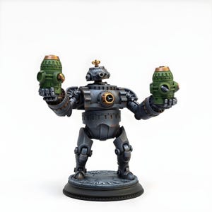 Clockwork Simulacrum Minor Venator | Steampunk Robot Miniature | Gatling Cannon Arms | DnD Warforged Construct | Tabletop RPG Resin