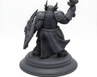 Conjunto de 3 miniaturas de guerreiros paladinos góticos | Espada e escudo | D&D Pathfinder | RPG de mesa de fantasia