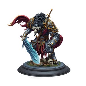 Werewolf Warrior Miniature | Cursed Wolf Beast Swordsman | Dark Fantasy DnD Monster | Tabletop Pathfinder RPG | Resin Figure 32mm