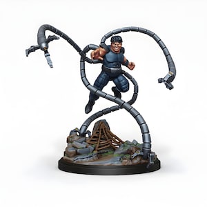 Mechanical Tentacle Villain Miniature for DnD | Comic Mad Scientist 3D Printed Resin Supervillain | Pathfinder Tabletop RPG Figure