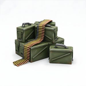 Ammo Crates Terrain | Ammunition Supply Dump Miniature | Tabletop Wargaming Scatter Terrain | DnD Battlefield
