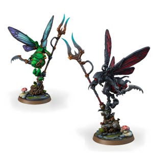 Insect Demon Warrior Miniature | Winged Fiend with Trident Staff | DnD Boss Monster Mini | Pathfinder RPG | 28mm Resin Figure