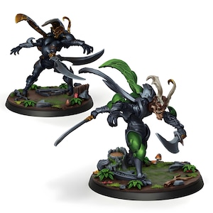 Insectoid Demon Warrior Miniature | Armored Wasp Vanguard Dual Blades | DnD Pathfinder | 28mm Fantasy Resin Mini | Tabletop RPG