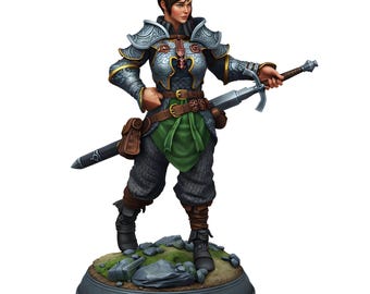 Female Elf Ranger Miniature with Crossbow | DnD Fantasy Adventurer Figure | 28mm-150mm Resin Tabletop RPG | Pathfinder Mini