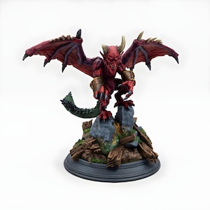 Gevleugelde demonische kabouter miniatuur | Gehoornde waterspuwer figuur | DnD Pathfinder-monster | 28 mm 32 mm tafel-RPG | 3D-geprinte hars