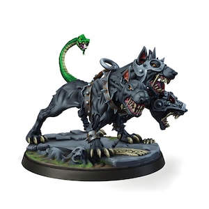 Three-Headed Cerberus War Hound Miniature | Armored Chaos Beast | DnD Monster Mini | Fantasy Tabletop RPG | Boss Encounter