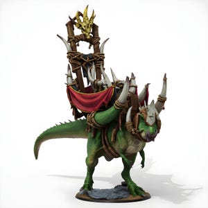 Miniatura de montura de bestia de guerra Torvodon / Howdah de jinete orco / Miniatura de monstruo de DnD / Juego de rol de mesa / Criatura dinosaurio / Pathfinder Fantasy