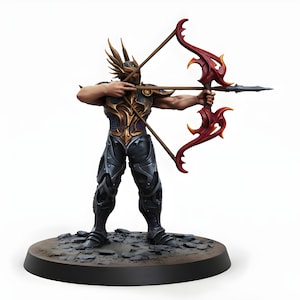 Armored Elven Ranger Archer Miniature | Elf Bowman with Ornate Bow on Scenic Base | DnD Pathfinder RPG | 28mm 32mm Resin Mini