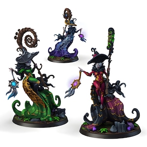 Mycena Pura Lady of Dreams Miniature | Fey Mushroom Witch Druid on Snail Shell Mount | DnD Pathfinder Tabletop RPG Resin Figure