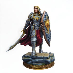 エルフのパラディンヒーローミニチュア｜剣と盾を持った鎧のエルフ戦士｜D&DパスファインダーRPGミニチュア｜テーブルトップゲームフィギュア