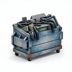 Sci-Fi Computer Schrottplatz | Cyberpunk E-Waste Streuteil | Tabletop-Gaming | 28mm-75mm | D&D Wargaming Miniatur