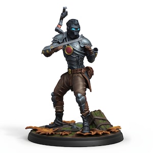 Armored Ranger Commando Miniature | Human Rifleman Resin Figure | DnD Pathfinder Tabletop RPG | 28mm-32mm Wargaming Scale