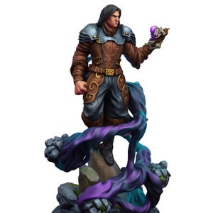 Human Invoker Dorian Miniature | Hooded Mage Sorcerer | DnD Warlock Figure | Tabletop RPG Spellcaster Mini