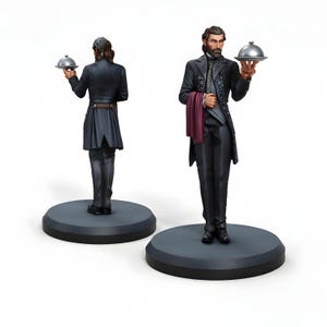 Butler Servant Miniature | Victorian Manservant with Serving Tray | DnD Tavern NPC | Tabletop RPG Pathfinder | 28mm Resin