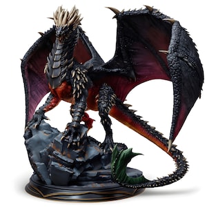 Ancient Dragon Miniature | Large Winged Boss Monster with Rocky Display Base | DnD Pathfinder Tabletop RPG | Fantasy Creature | 28mm