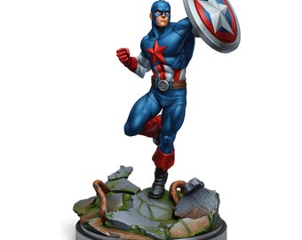 Shield Hero Fighter Miniature for DnD | 3D Printed Super Soldier Resin Figure | Pathfinder Tabletop RPG Character