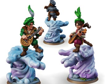 Elf Bard Miniature With Lute | Fantasy Musician Mini for DnD and Pathfinder | Tabletop RPG Hero | 28mm 32mm Resin Figure