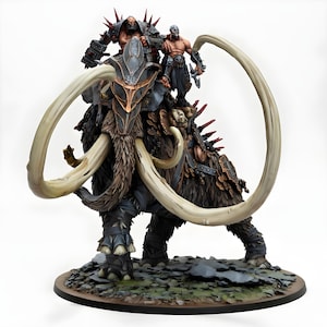 War Mammoth Miniature | Armored Beast with Orc Riders | DnD Monster | Tabletop RPG | Pathfinder Wargame | Fantasy Mount