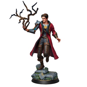 Clockwork Artificer Wizard Miniature | Steampunk Spellcaster with Mechanical Arm | DnD Pathfinder Tabletop RPG Mini Figure