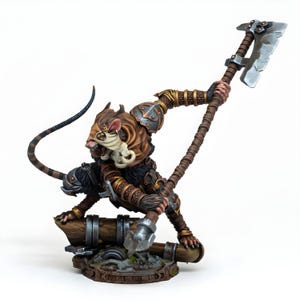 Miniatura de Gran Bruto Rata / Guerrero Alabardero Rata / Luchador con Arma de Asta Rata / Juego de rol DnD Pathfinder / Figura de resina impresa en 3D