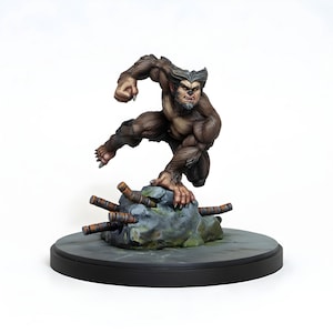 Beastman Brute Miniature | Feral Werewolf Mutant in Leaping Pose | DnD Pathfinder | 3D Printed Resin Figure | Tabletop RPG Mini