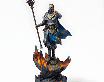 Master Sorcerer Barandir the Lucid | Human Wizard Miniature | DnD Mage Spellcaster with Staff | Fantasy Tabletop RPG | 28mm Resin
