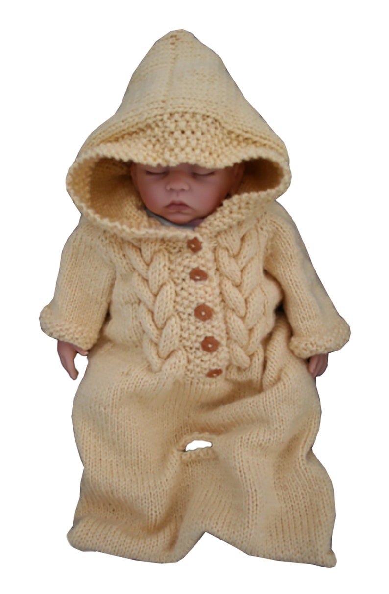 Knit Onesie, Top Down Knit, Baby Bunting, Newborn Knitting Pattern, Chunky Knit, Instant Download, PDF Pattern, Unisex Baby Pattern image 2