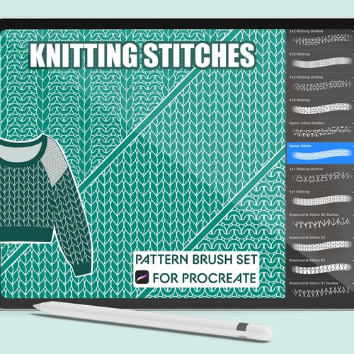Knit Texture Procreate Pattern Brush Set Etsy