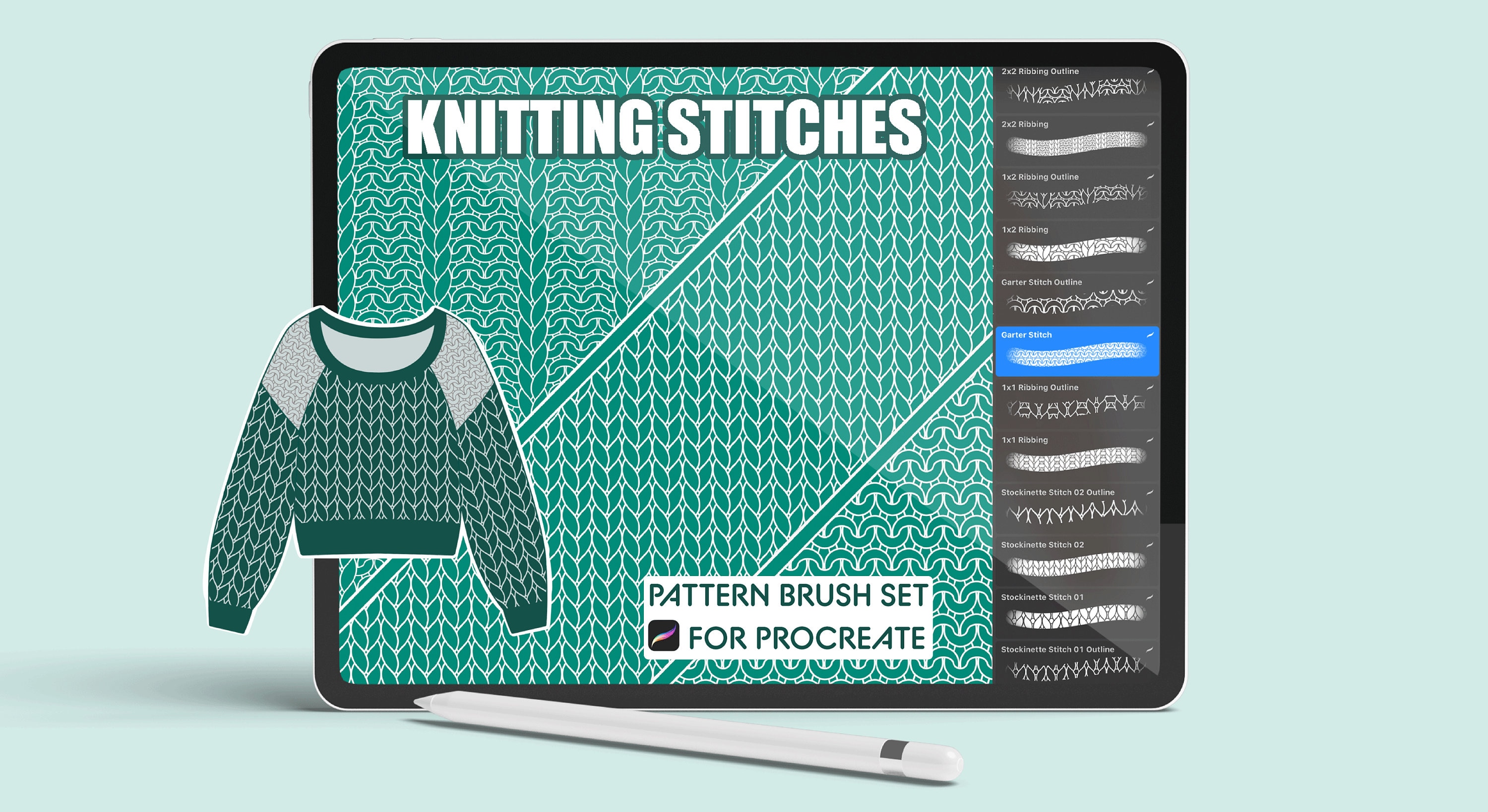 Knit Texture Procreate Pattern Brush Set Etsy