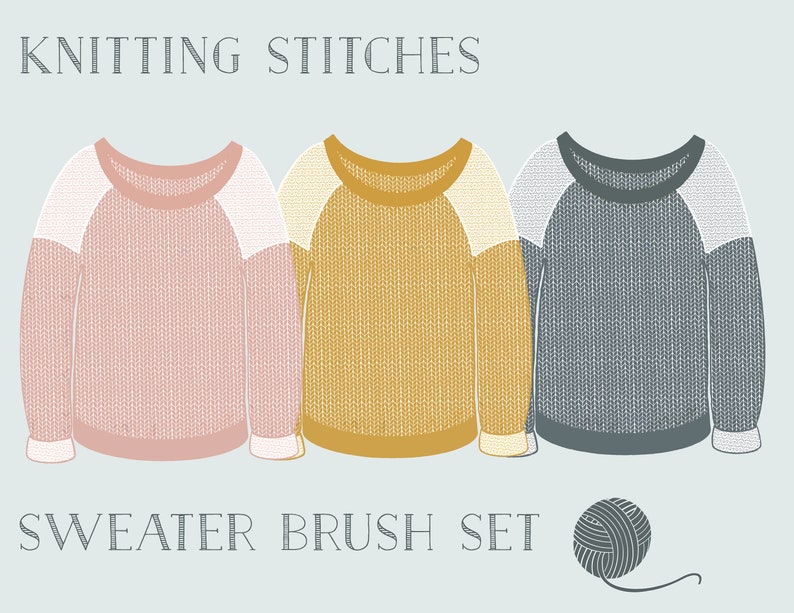 Procreate knitting Stitches Sweater Brush Set Etsy