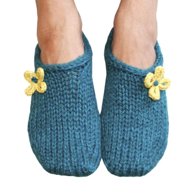 Slipper Pattern, Two Hour Toe Up Slippers Knitting Pattern, Easy Sock pattern image 1