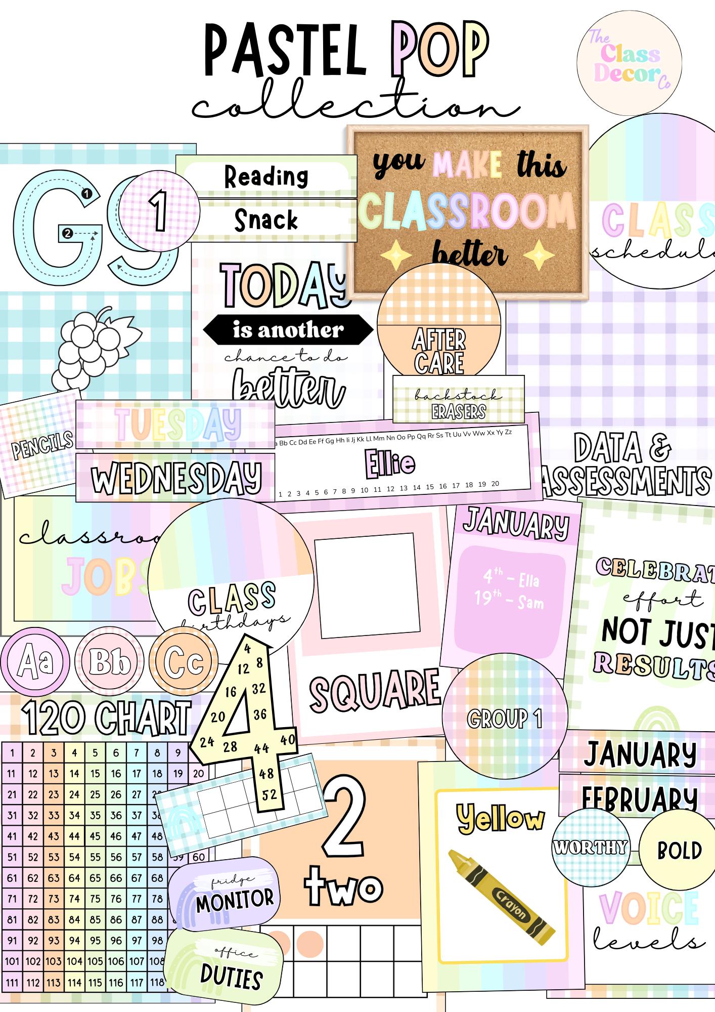 Pastel Classroom Decor Bundle, Bright & Cheerful (editable Canva) - Etsy