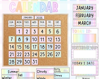 Classroom Calendar Set: Pastel Colours - Digital Download