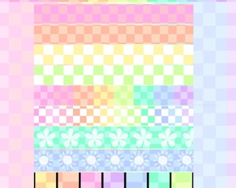 Rainbow Checkered Classroom Borders, Pastel Colors (Editable Canva Download)