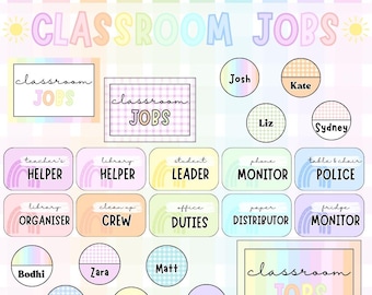 Pastel Classroom Jobs Display - Editable Teacher Planner Template