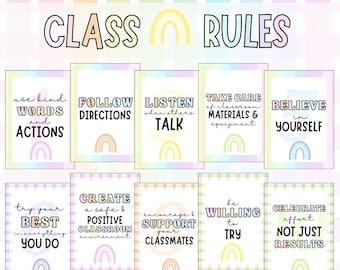 Classroom Rules Posters: Pastel Pop Design - Printable Teacher Resource