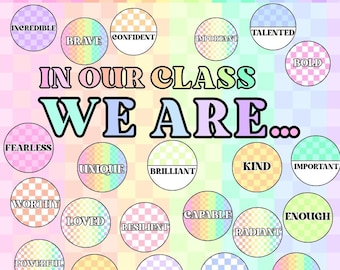 Checkered Rainbow Affirmation Station: Editable Classroom Decor
