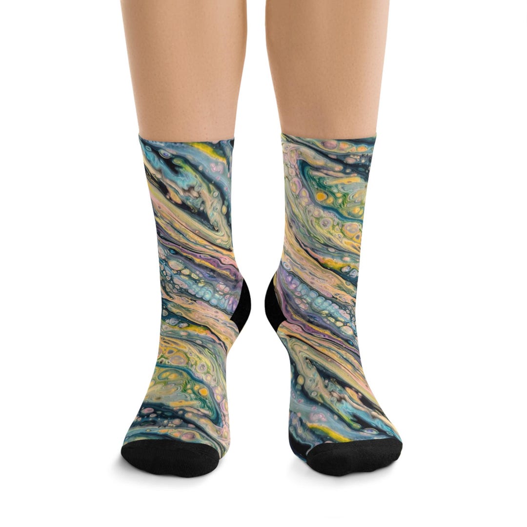Pastel Geode Abstract Art Socks - Eco-friendly Footwear, Colorful Gift ...
